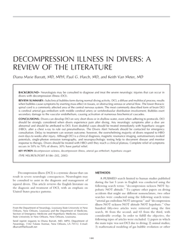 Decompression Illness in Divers: a Review of the Literature