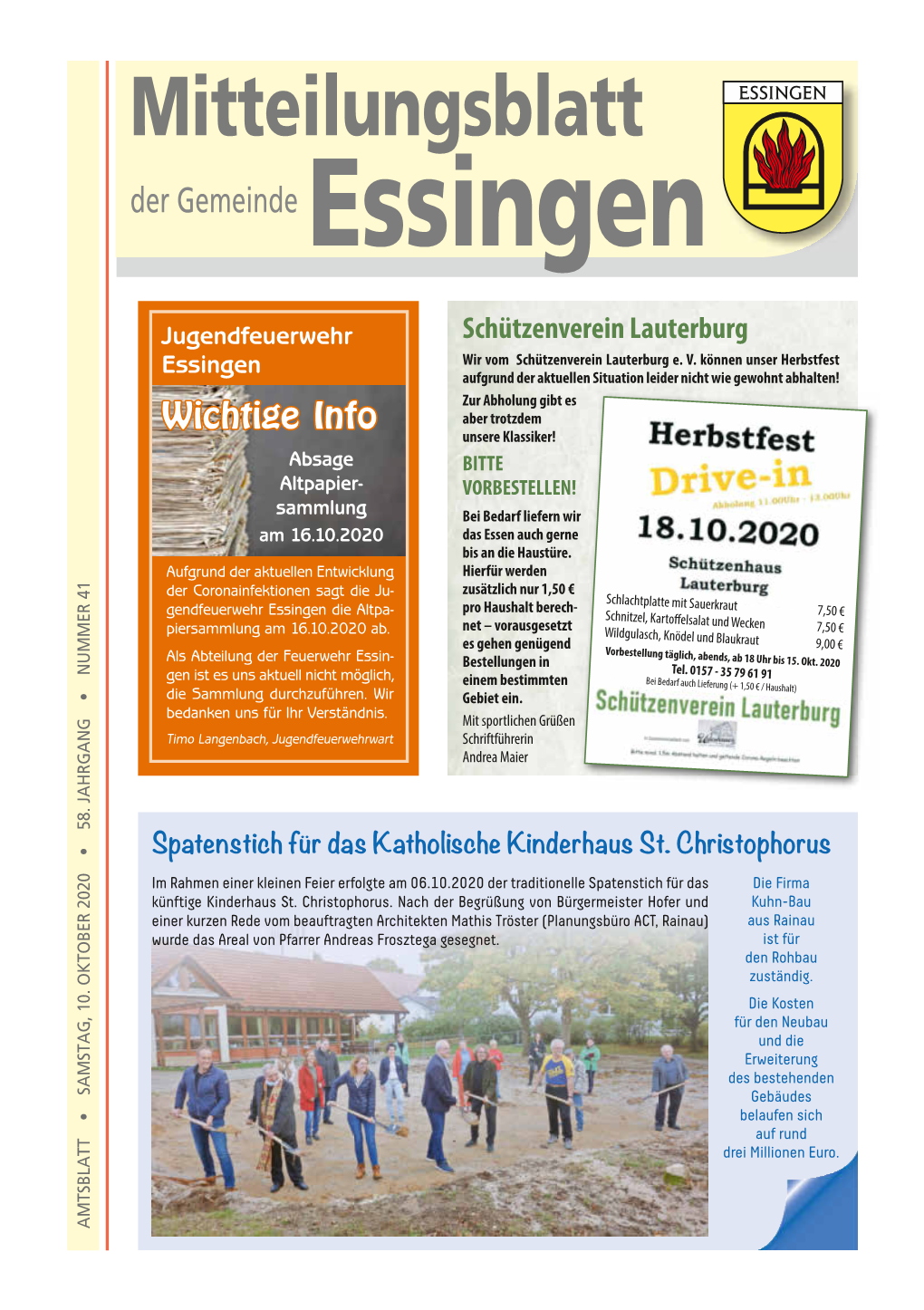 Mitteilungsblatt Der Gemeinde Essingen