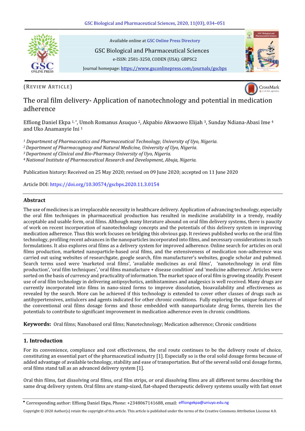 The Oral Film Delivery- Application of Nanotechnology and Potential in Medication Adherence