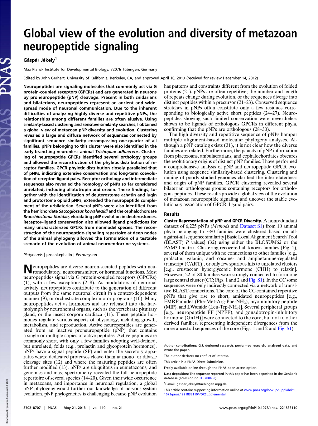 Global View of the Evolution and Diversity of Metazoan Neuropeptide Signaling