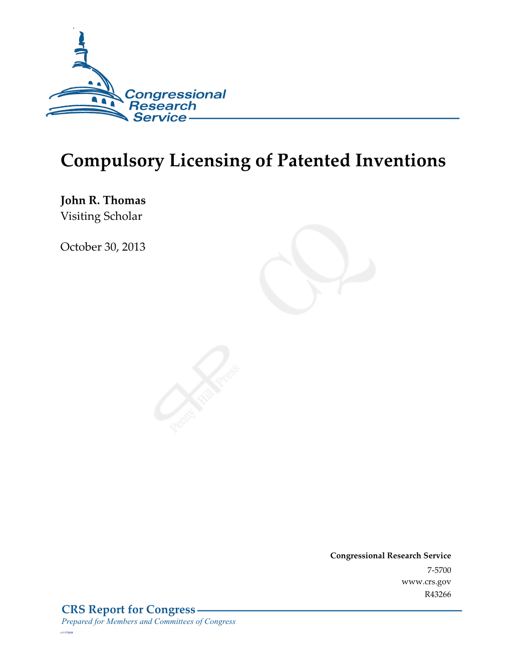 Compulsory Licensing of Patented Inventions