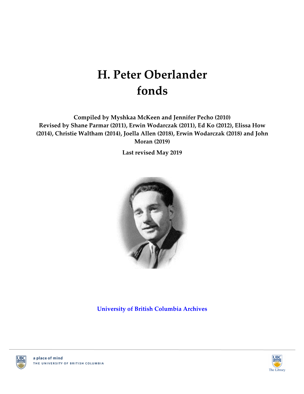 H. Peter Oberlander Fonds