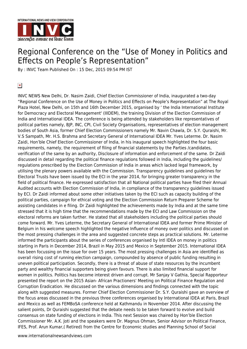 Use of Money in Politics and Effects on People's Representation