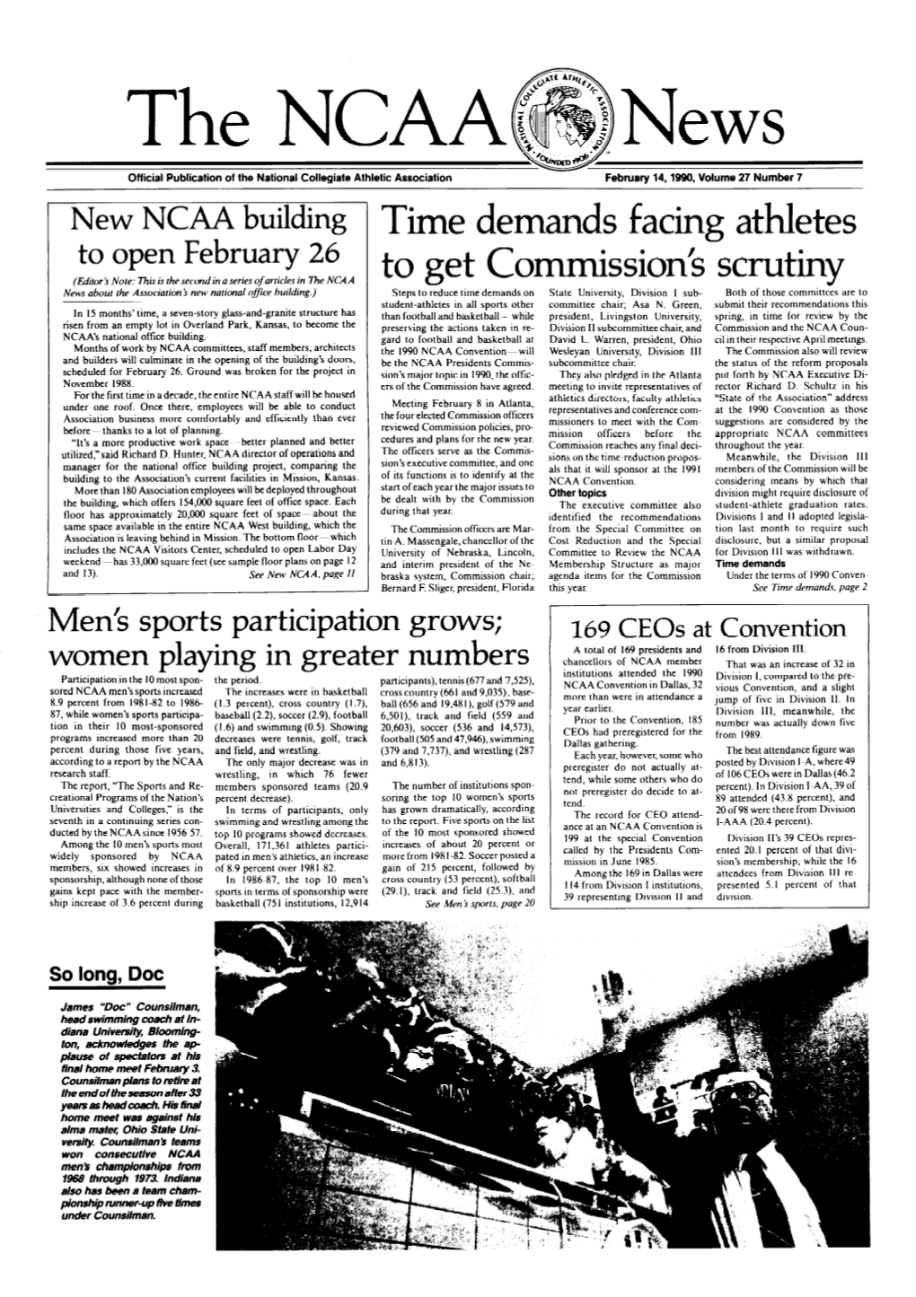 THE NCAA NEWS/February 14,199O &Me Demands Influx of Student-Athletes Expected