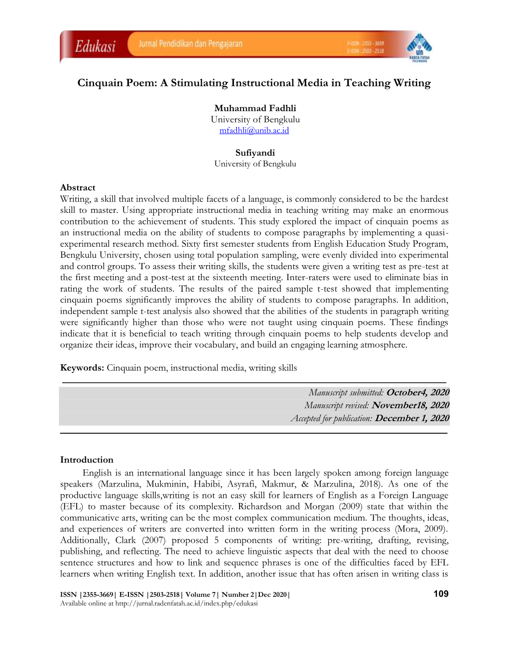 Cinquain Poem: a Stimulating Instructional Media in Teaching Writing