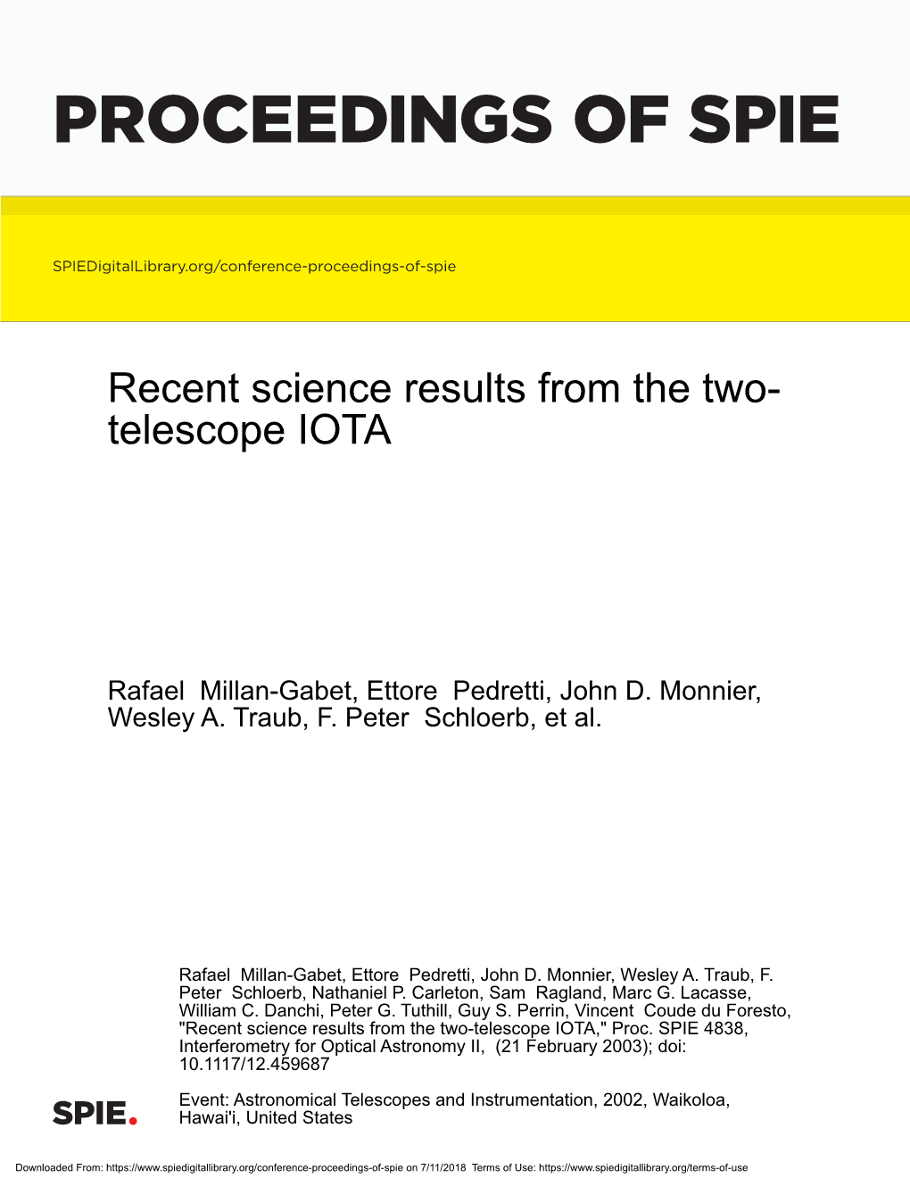 Recent Science Results with the Two-Telescope IOTA