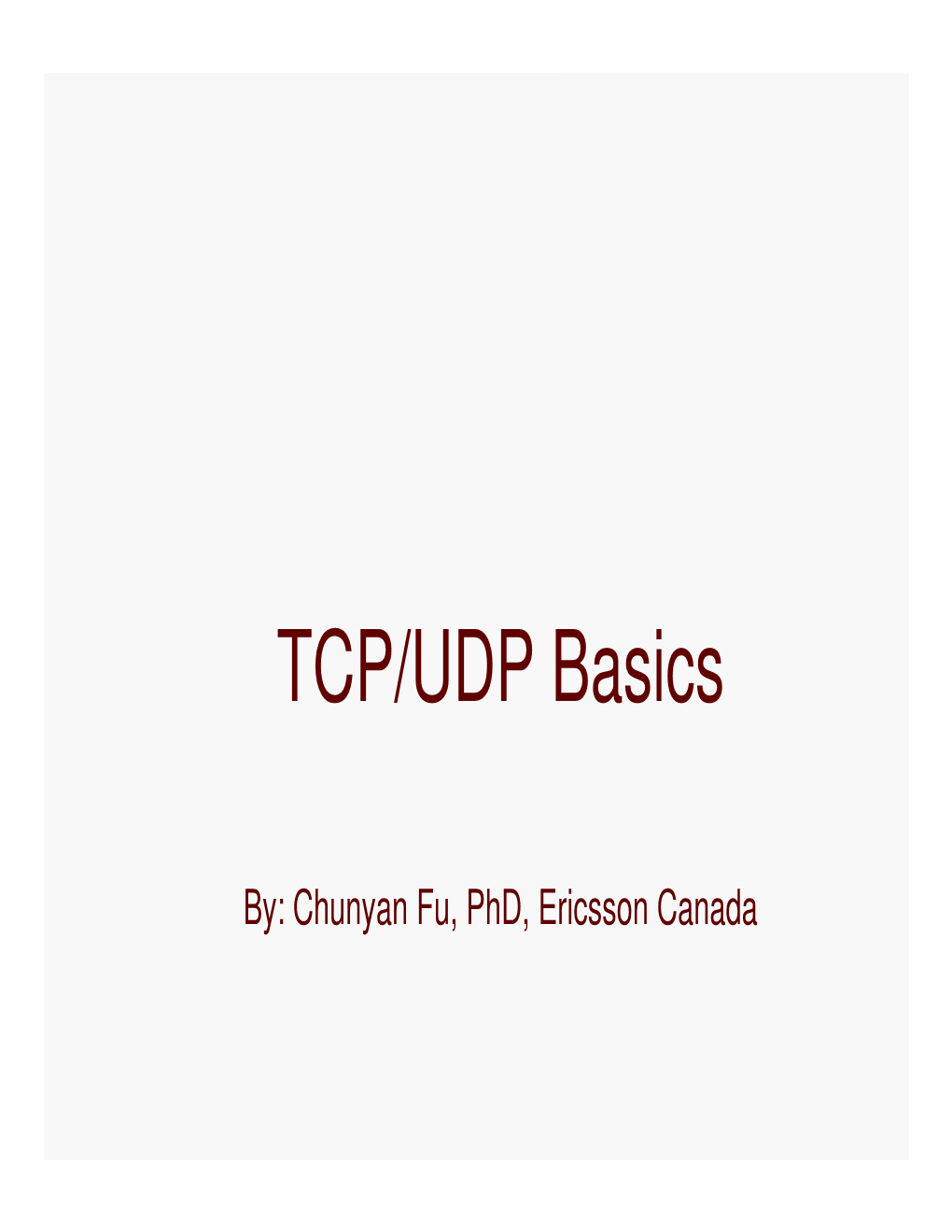 TCP/UDP Basics