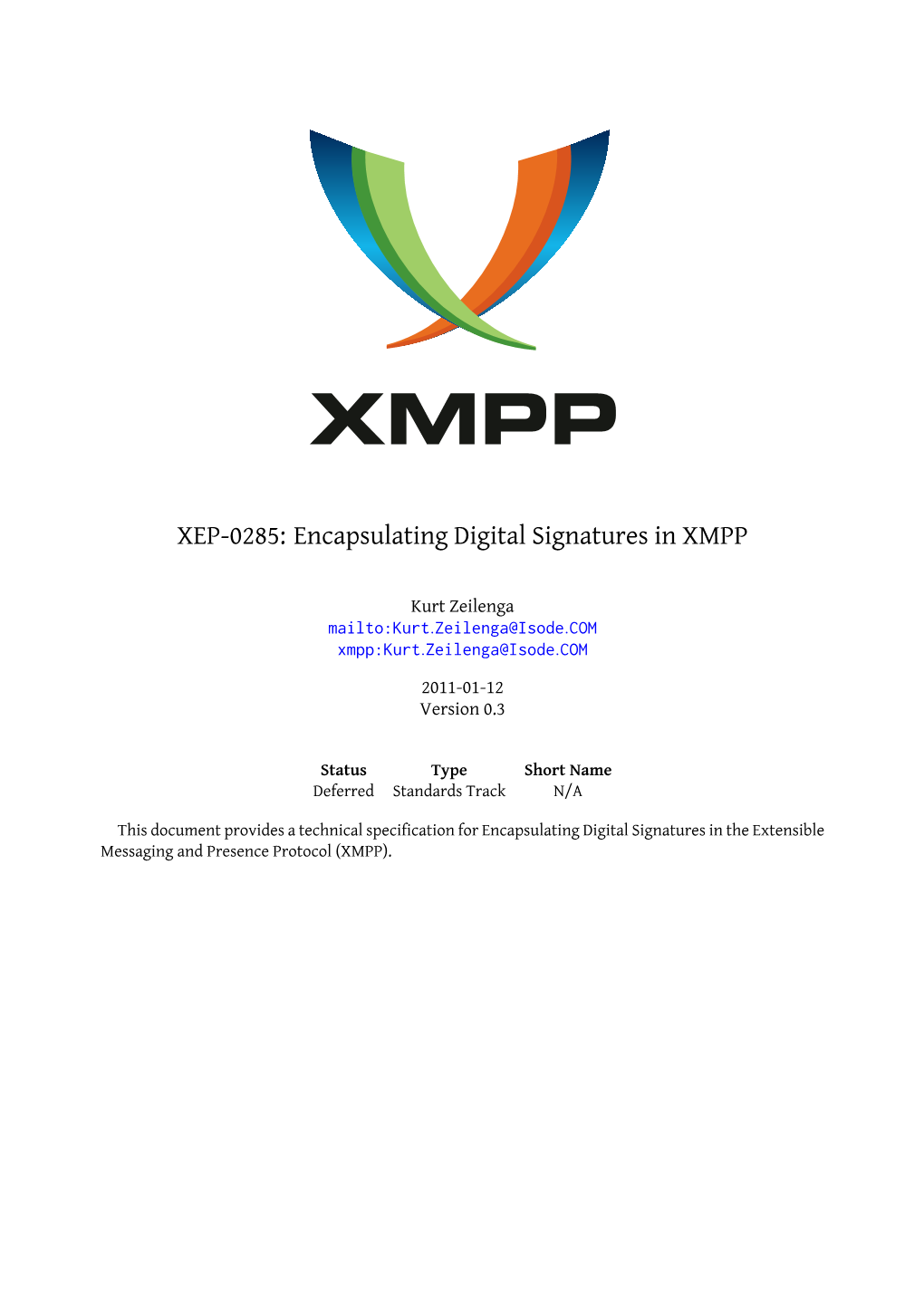 XEP-0285: Encapsulating Digital Signatures in XMPP