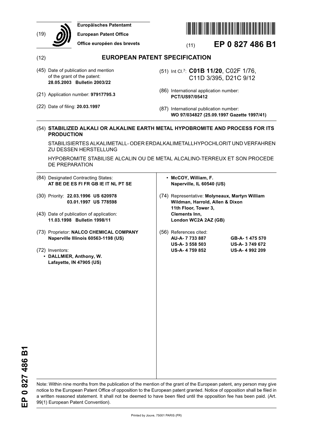 Stabilized Alkali Or Alkaline Earth Metal Hypobromite and Process for Its Production