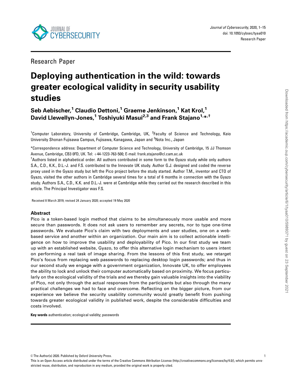 Deploying Authentication in the Wild: Towards Greater Ecological Validity