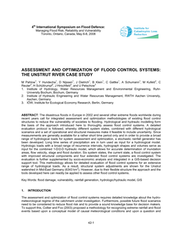 Assessment and Optimization of Flood Control Systems: the Unstrut River Case Study