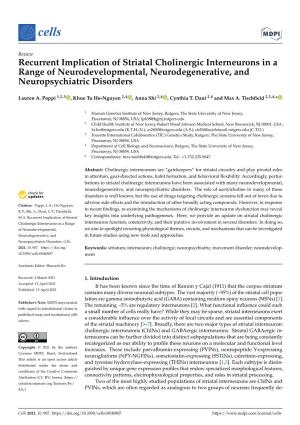 Recurrent Implication of Striatal Cholinergic Interneurons in a Range of Neurodevelopmental, Neurodegenerative, and Neuropsychiatric Disorders