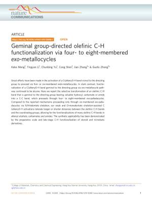 Geminal Group-Directed Olefinic CH Functionalization Via Four