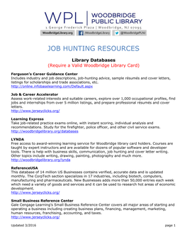 Job Hunting Resources
