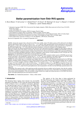 Stellar Parametrization from Gaia RVS Spectra A