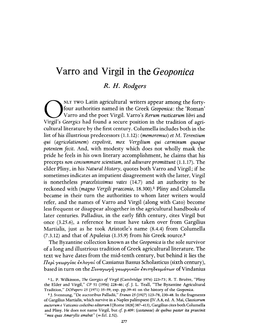 Varro and Virgil in the Geoponica R