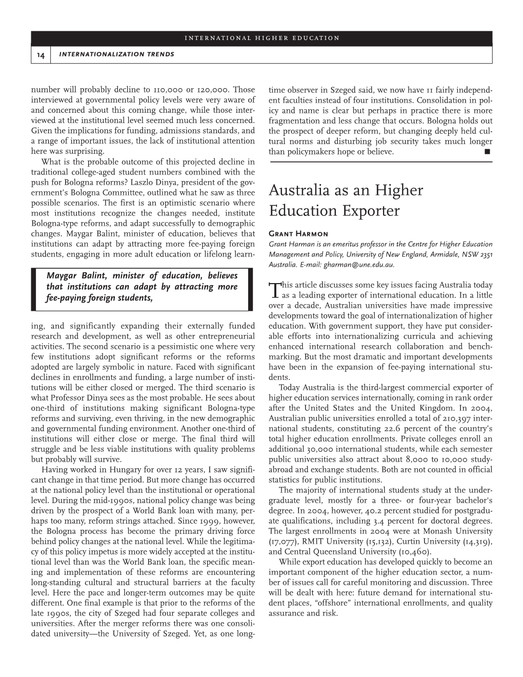 Australia As an Higher Education Exporter