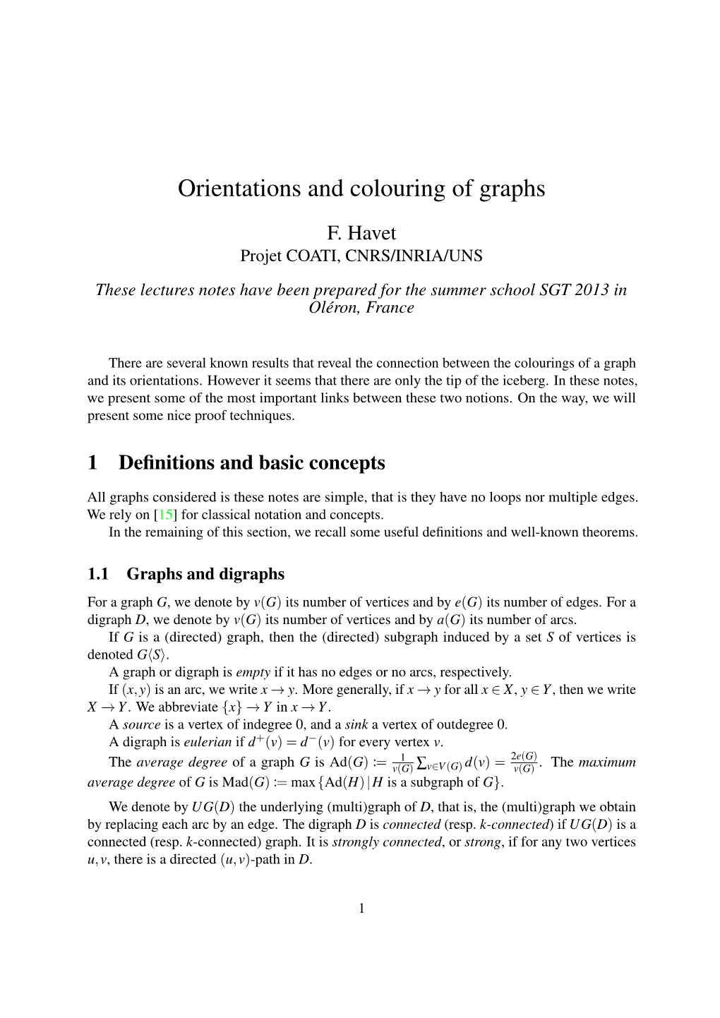 Orientations and Colouring of Graphs