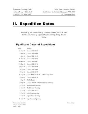 Expedition Dates