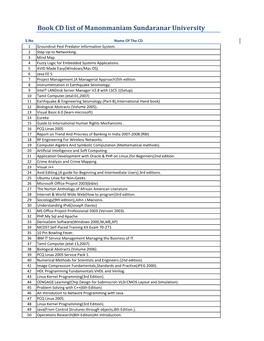 Book CD List of Manonmaniam Sundaranar University