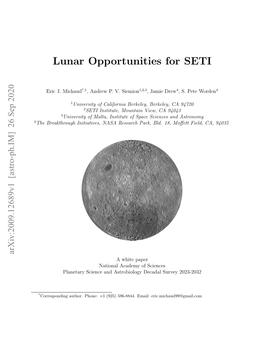 Lunar Opportunities for SETI
