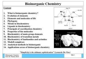 Bioinorganic Chemistry Content