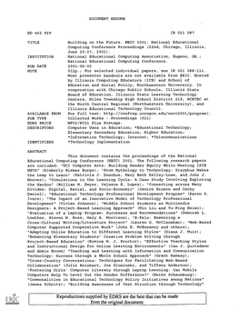 Building on the Future. NECC 2001: National Educational Computing Conference Proceedings (22Nd, Chicago, Illinois, June 25-27, 2001)