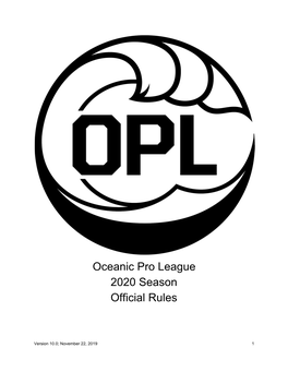 Oceanic Pro League 2020 Season Official Rules