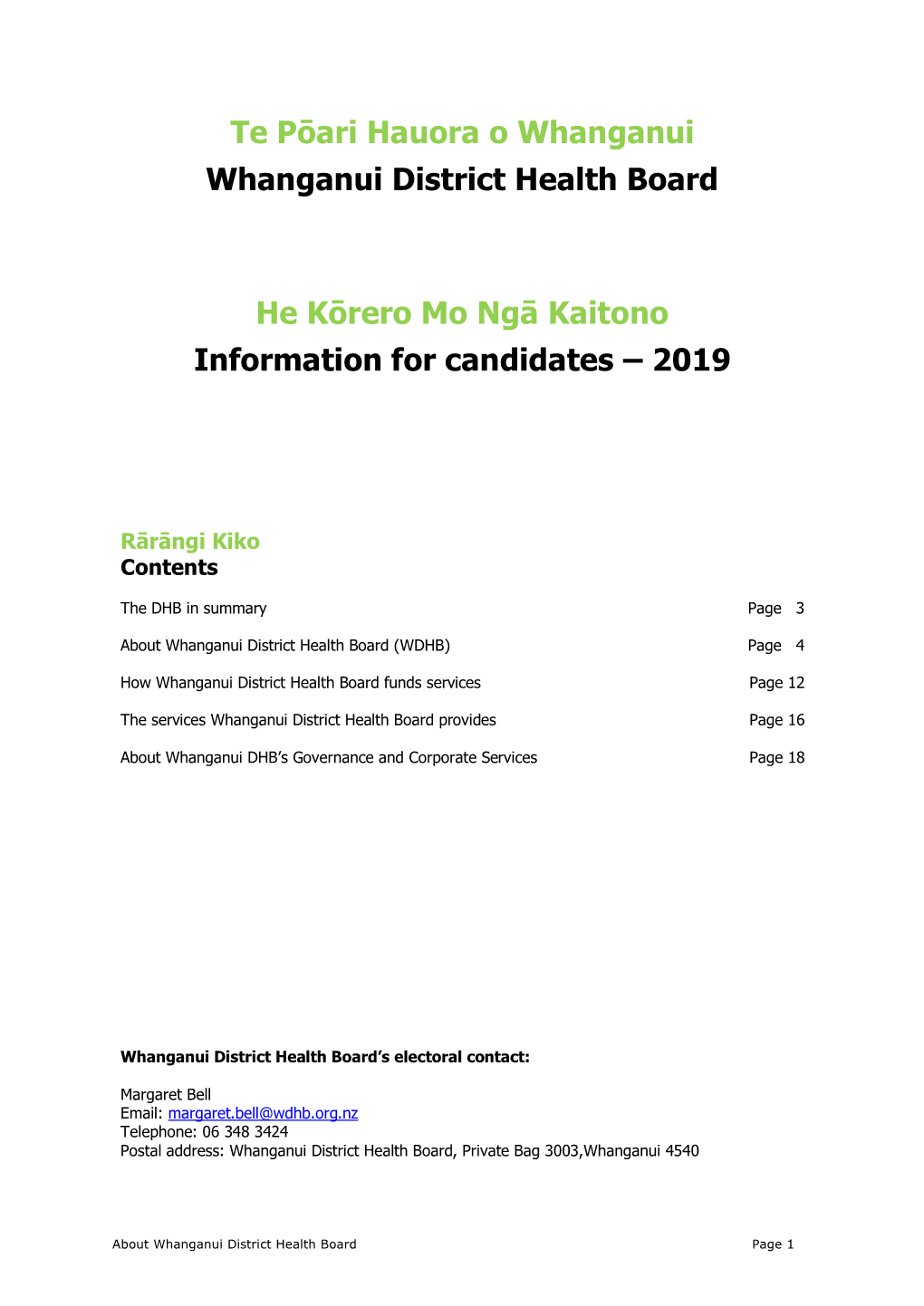 Information for Candidates Election 2019