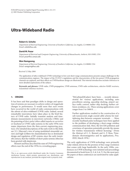 An Ultra-Wideband Tutorial