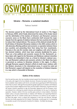 Ukraine – Romania: a Sustained Deadlock