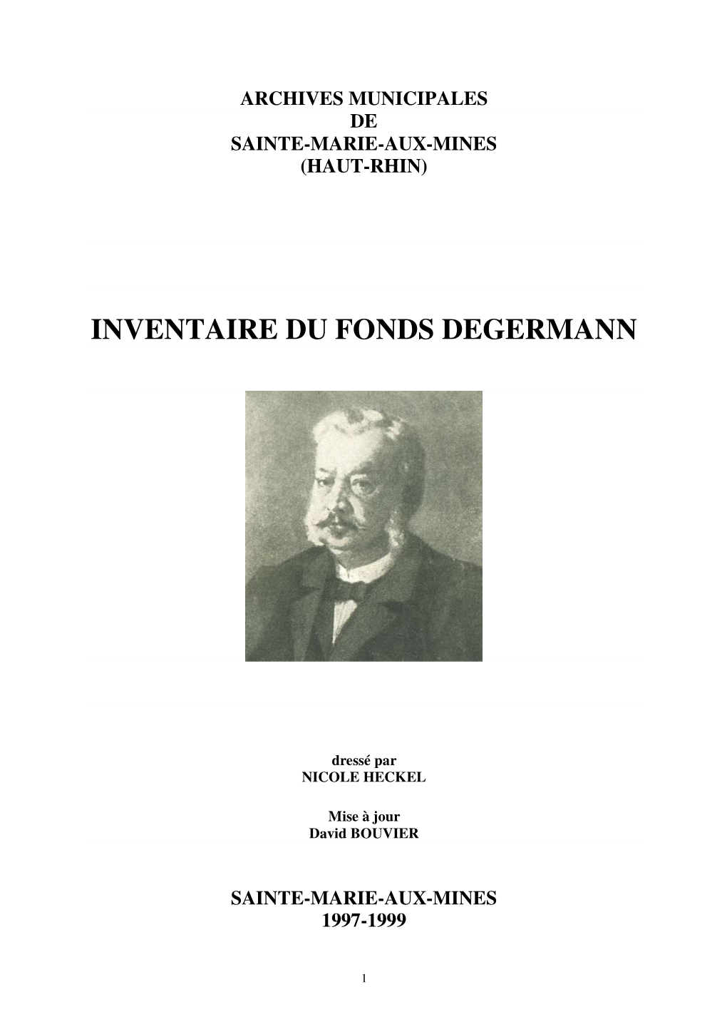 Inventaire Du Fonds Degermann