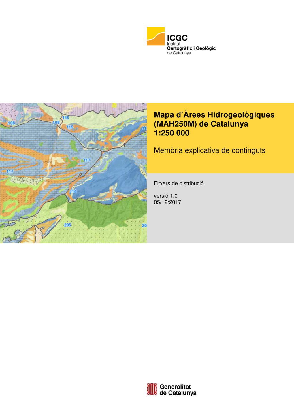 Mapa D'àrees Hidrogeològiques (MAH250M) De Catalunya 1:250