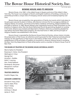 The Bowne House Historical Society, Inc