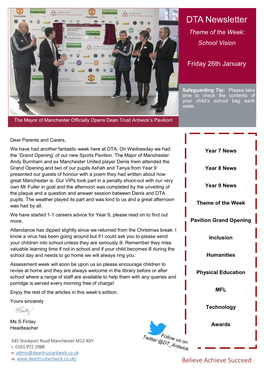 DTA Newsletter Theme of the Week: School Vision