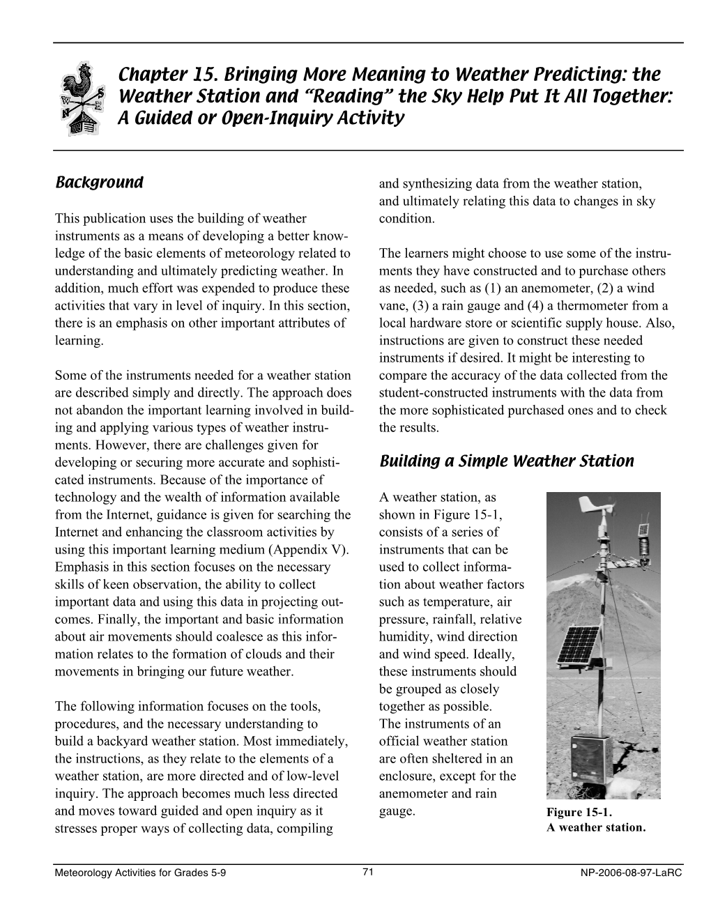 Chapter 15. Bringing More Meaning to Weather Predicting: the Weather Station and “Reading” the Sky Help Put It All Together: a Guided Or Open-Inquiry Activity