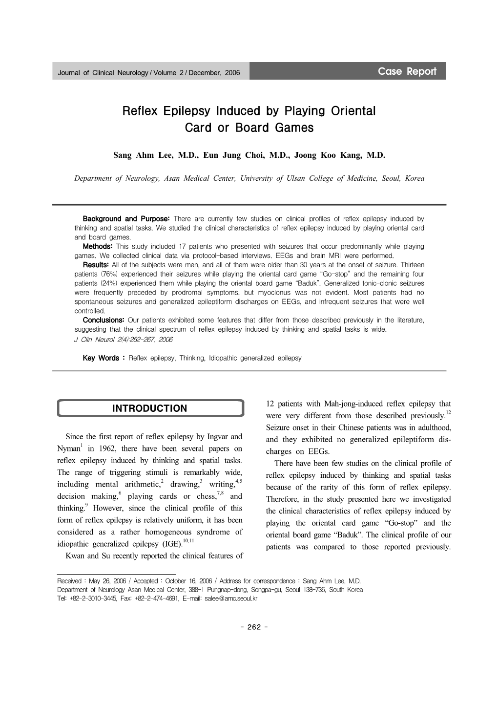 Reflex Epilepsy Induced by Playing Oriental Card Or Board Games