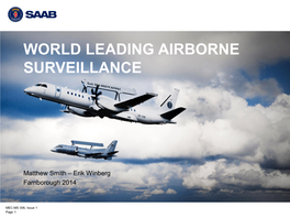 Saab - a World Leader in Isr Operational Worldwide