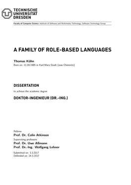 A Family of Role-Based Languages