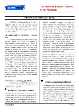 The Mauryan Empire - History Study Materials