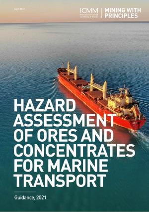 ICMM's Hazard Assessment of Ores and Concentrates for Marine