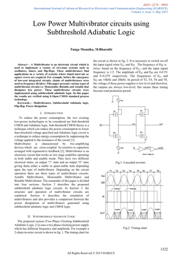 Low Power Multivibrator Circuits Using Subthreshold Adiabatic Logic