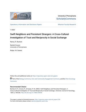 Cultural Investigation of Trust and Reciprocity in Social Exchange