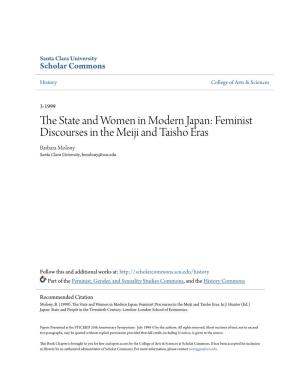 The State and Women in Modern Japan: Feminist Discourses in the Meiji and Taish¯ Eras'