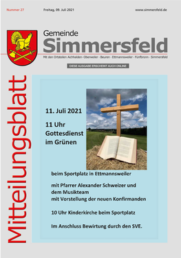 Mitteilungsblatt Vom 09.07.2021 KW 27