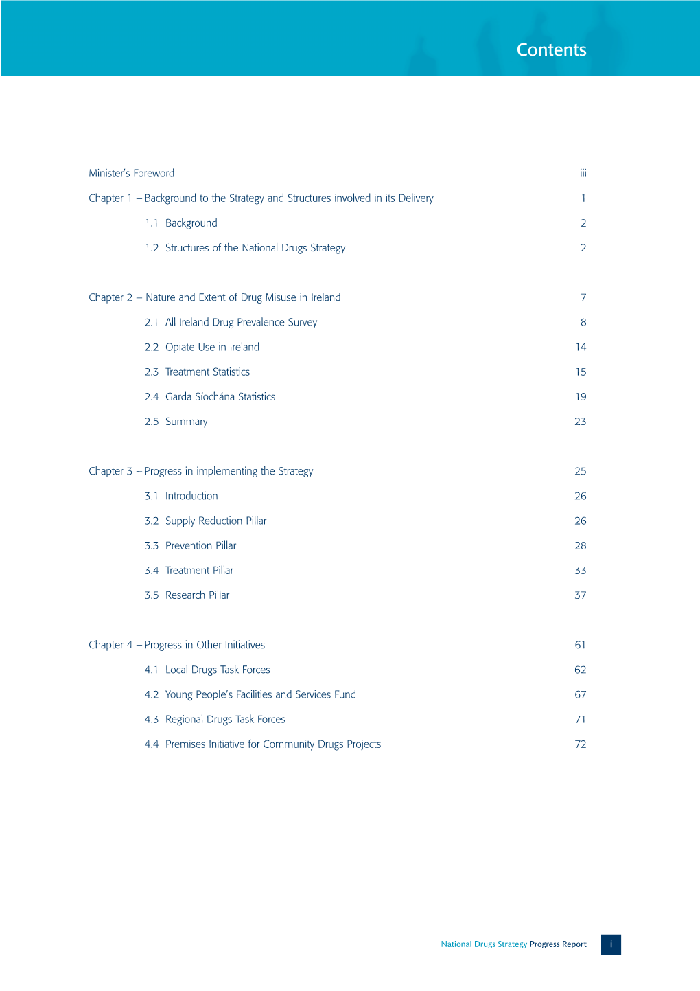 National Drugs Strategy Progress Report I Contents