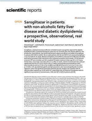 Saroglitazar in Patients with Non-Alcoholic Fatty Liver Disease And