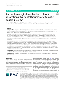 Pathophysiological Mechanisms of Root Resorption After Dental Trauma: a Systematic Scoping Review Kerstin M