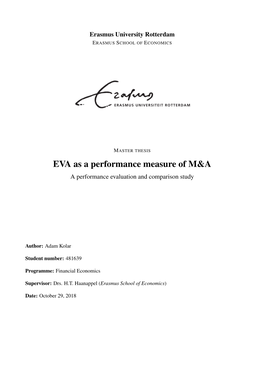 EVA As a Performance Measure of M&A
