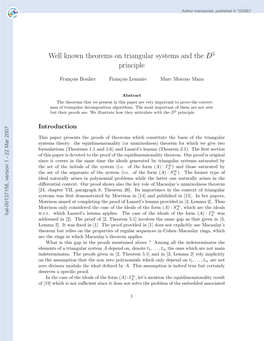 Well Known Theorems on Triangular Systems and the D5 Principle